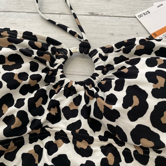 Michael Kors Animal print leopard Tankini swim top S bathing suit grandma core - Picture 6 of 12